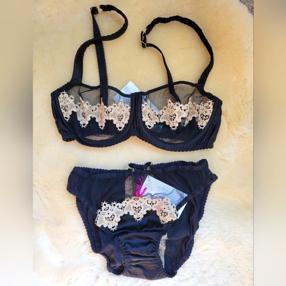 Fleur of England Caviar Balcony Bra Brief Set - Picture 2 of 12